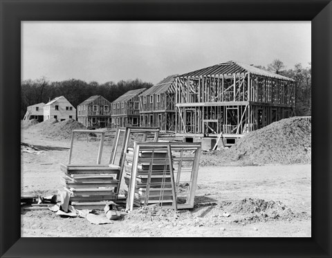 Framed 1950s Suburban Housing Development Under Construction Print