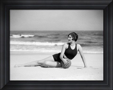 Framed 1920s Woman In Bathing Suit Print