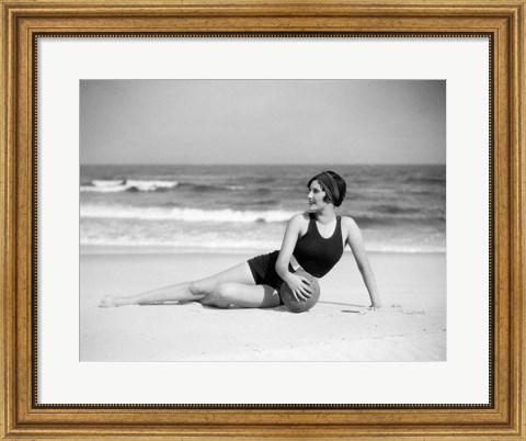 Framed 1920s Woman In Bathing Suit Print
