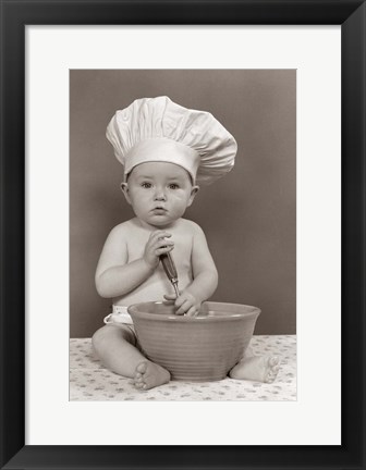 Framed 1940s 1950s Baby Cook With Chef Hat Print