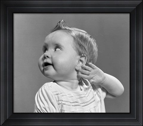 Framed 1940s 1950s Close-Up Portrait Of Baby Girl With Curls Print