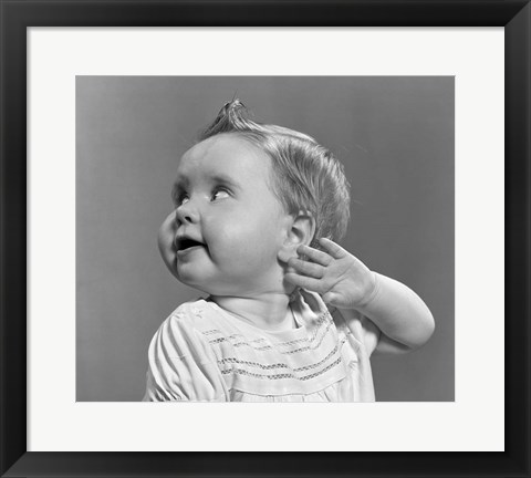 Framed 1940s 1950s Close-Up Portrait Of Baby Girl With Curls Print