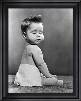 Framed 1940s 1950s Baby Seated With Back To Camera Print
