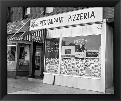 Framed 1960s Restaurant Pizzeria Storefront Print