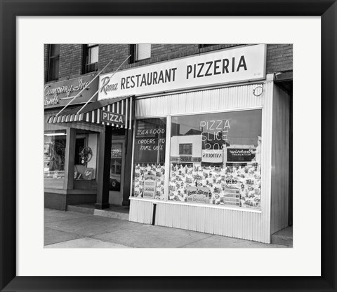 Framed 1960s Restaurant Pizzeria Storefront Print