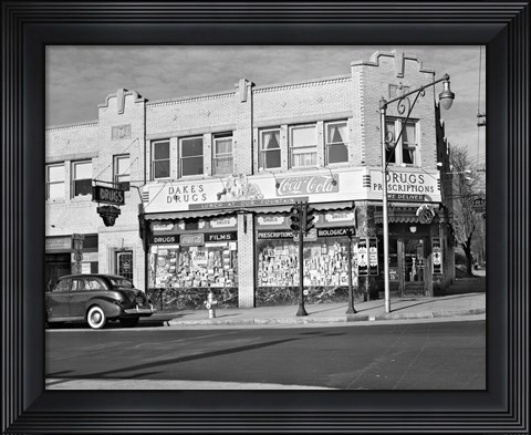 Framed 1940s Storefront Drugstore Windows Full Of Products Print