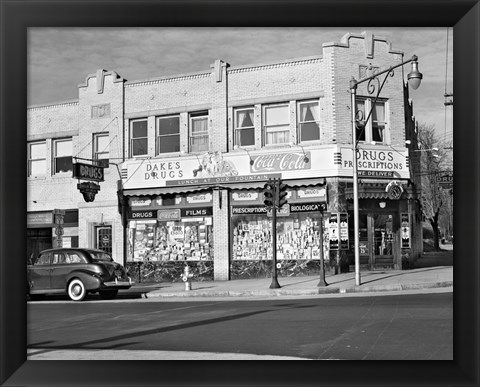 Framed 1940s Storefront Drugstore Windows Full Of Products Print