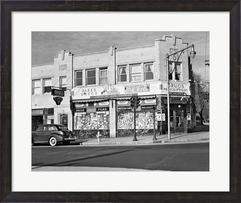 Framed 1940s Storefront Drugstore Windows Full Of Products Print