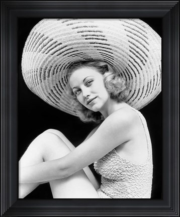 Framed 1930s Blonde Woman Wearing Bathing Suit Print