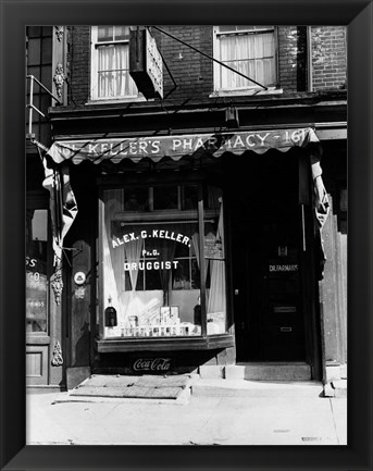 Framed 1930s Pharmacy Storefront Print