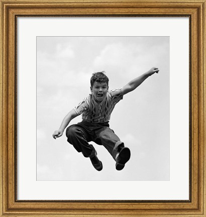 Framed 950S Boy Jumping Up Print