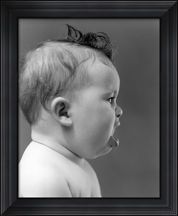 Framed 1940s 1950s Profile Of Baby Head With Mouth Open Print