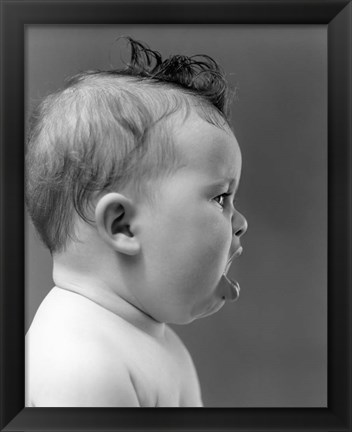 Framed 1940s 1950s Profile Of Baby Head With Mouth Open Print