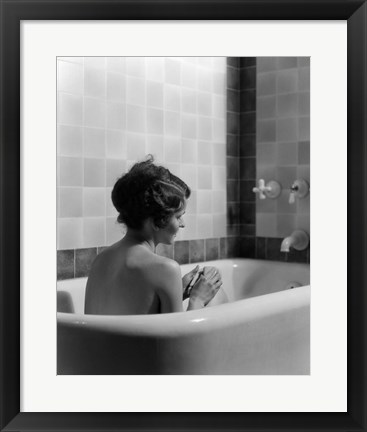 Framed 1920s 1930s Woman Sitting In Bath Tub Print