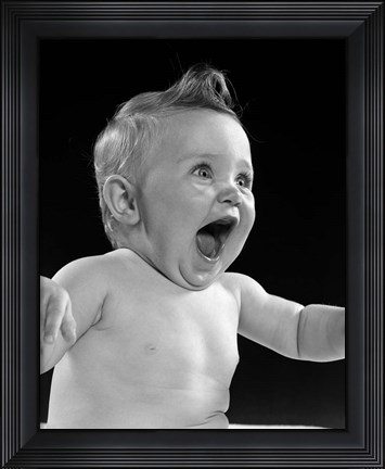 Framed 1950s Happy Baby  Laughing With Mouth Open Print