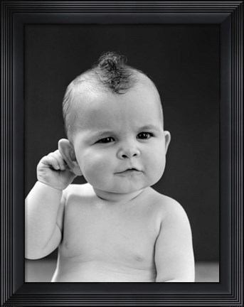 Framed 1940s Baby With Slight Squinting Eyes Print