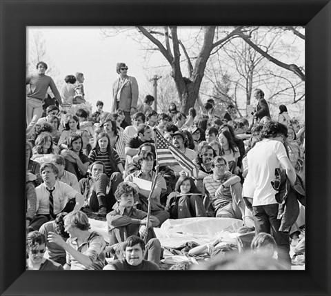 Framed 1970s April 22 1970 Crowd Attending The First Earth Day Print