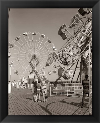 Framed 1960s Teens Looking At Amusement Rides Print