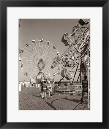 Framed 1960s Teens Looking At Amusement Rides Print