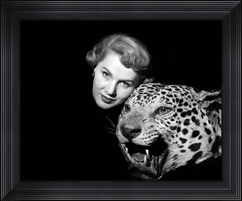 Framed 1950s Dramatic Face Shot Woman Posing Print