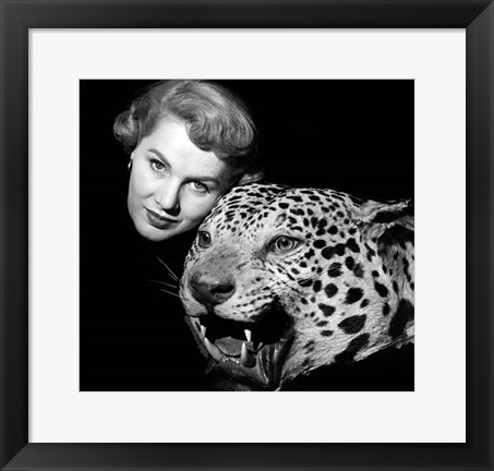 Framed 1950s Dramatic Face Shot Woman Posing Print