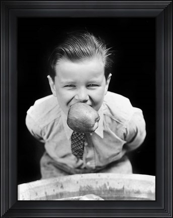 Framed 1930s Boy Bobbing For Apples Print