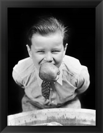 Framed 1930s Boy Bobbing For Apples Print