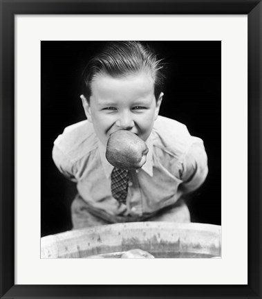 Framed 1930s Boy Bobbing For Apples Print