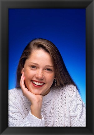 Framed 1980s Smiling Teenage Girl Looking At Camera Print