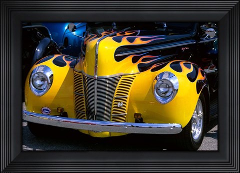 Framed 1939 1940 Ford Flame Job Painted Hot Rod Automobile Print
