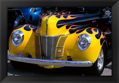 Framed 1939 1940 Ford Flame Job Painted Hot Rod Automobile Print