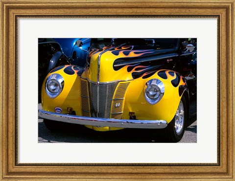 Framed 1939 1940 Ford Flame Job Painted Hot Rod Automobile Print