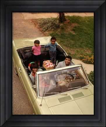 Framed 1970s African American Family Seated In Convertible Car Print