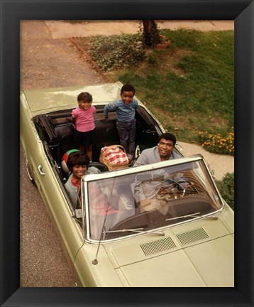 Framed 1970s African American Family Seated In Convertible Car Print