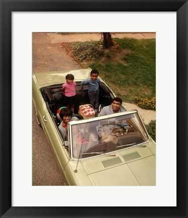 Framed 1970s African American Family Seated In Convertible Car Print