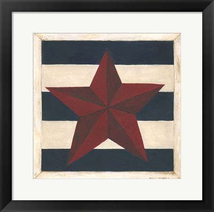 Framed Red Star, Blue Stripes Print