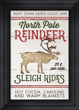 Framed Vintage Reindeer Rides Print