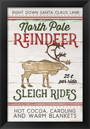 Framed Vintage Reindeer Rides Print