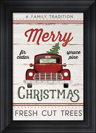 Framed Vintage Truck Merry Christmas Print