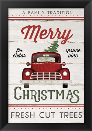 Framed Vintage Truck Merry Christmas Print