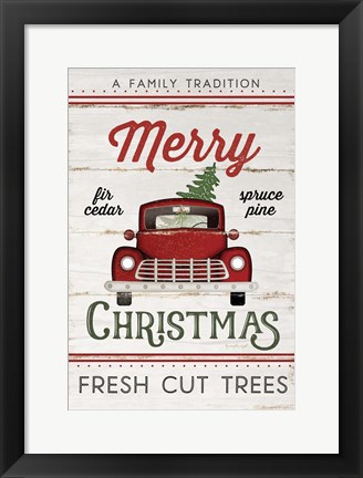 Framed Vintage Truck Merry Christmas Print