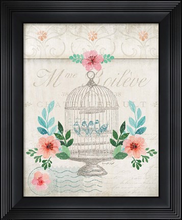 Framed French Spring Birdcage Print