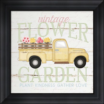 Framed Vintage Flower Garden Truck Print