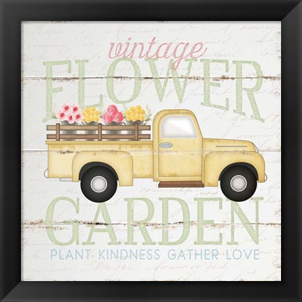 Framed Vintage Flower Garden Truck Print