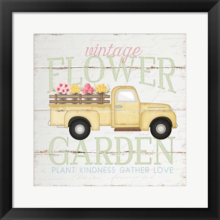 Framed Vintage Flower Garden Truck Print