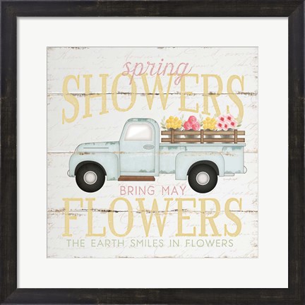 Framed Spring Showers Truck Print