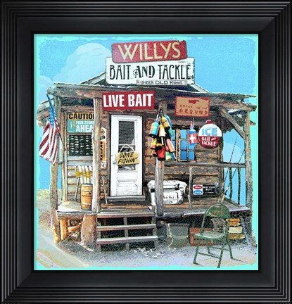 Framed Willys Bait &amp; Tackle Print