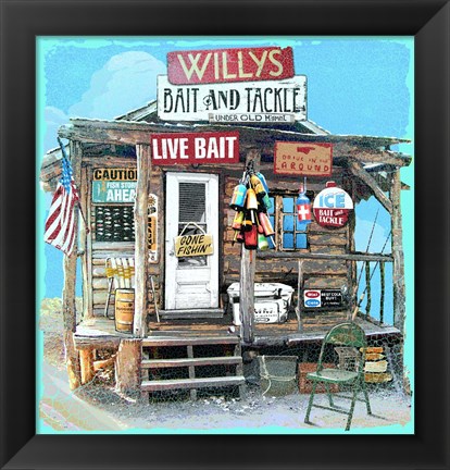 Framed Willys Bait &amp; Tackle Print