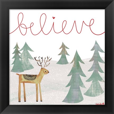 Framed Believe Reindeer Print
