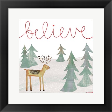 Framed Believe Reindeer Print